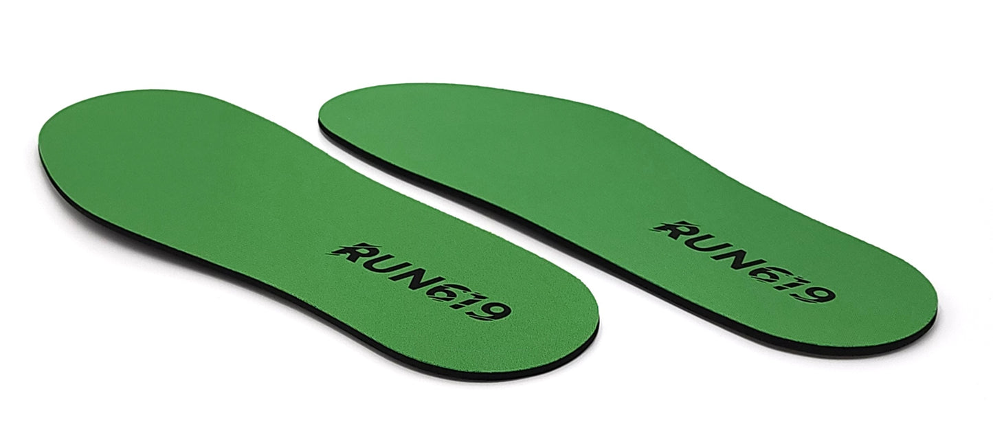 run 619 flat green 3mm wide insoles