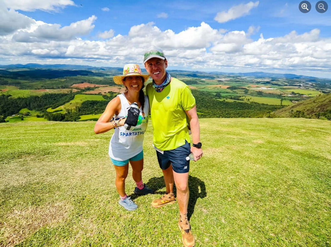Two runners exploring the Therapeutic Trails along Brazil’s Camino da Fé, capturing movement, mindfulness, and connection with nature.