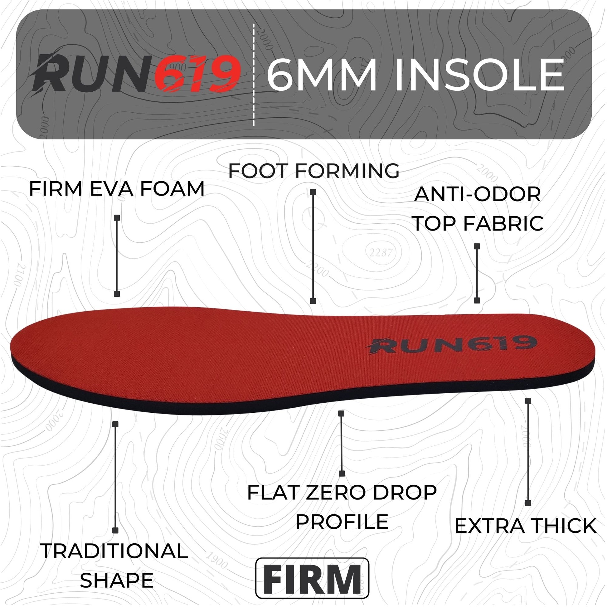 Run 619 6mm Insole Feature Infographic