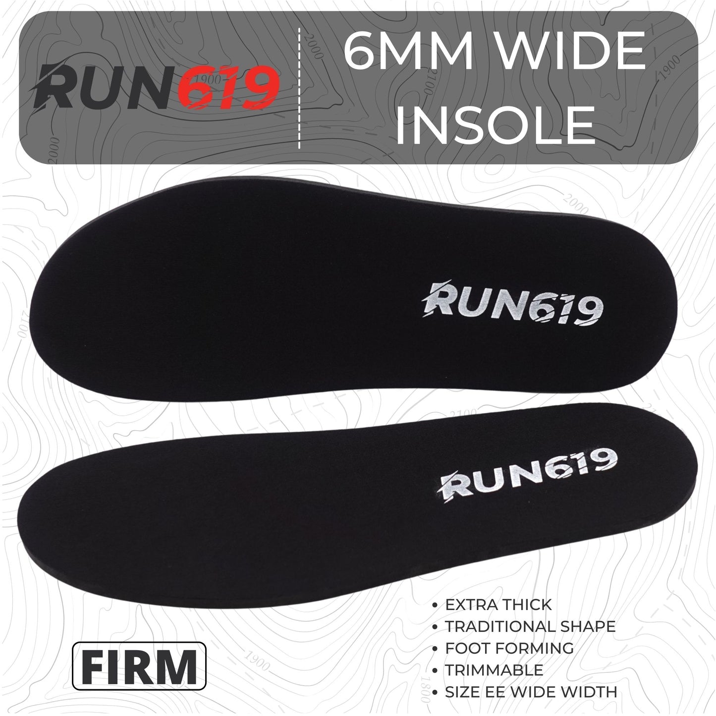 Wide Black 6mm Insole Features