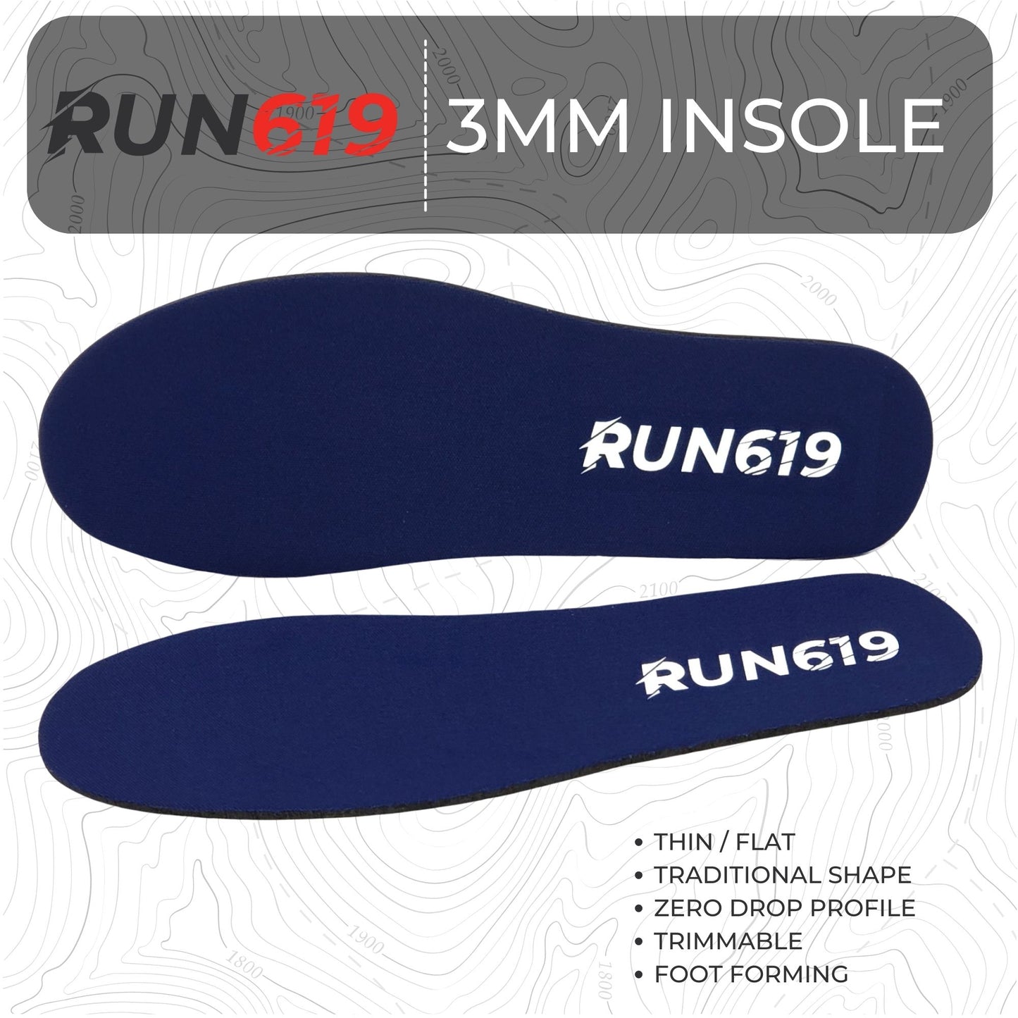 Blue 3mm Insole Features infographic