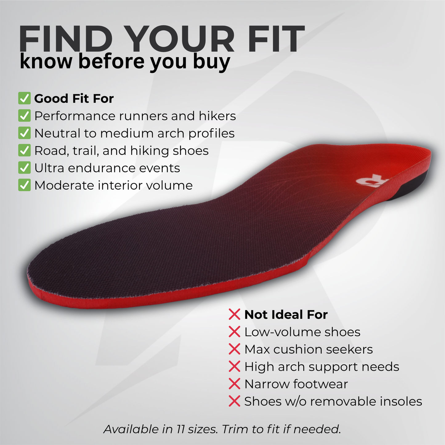 Run 619 MFM Performance Insoles | Zero Drop Insoles with Arch Support features, good and not ideal fit list.