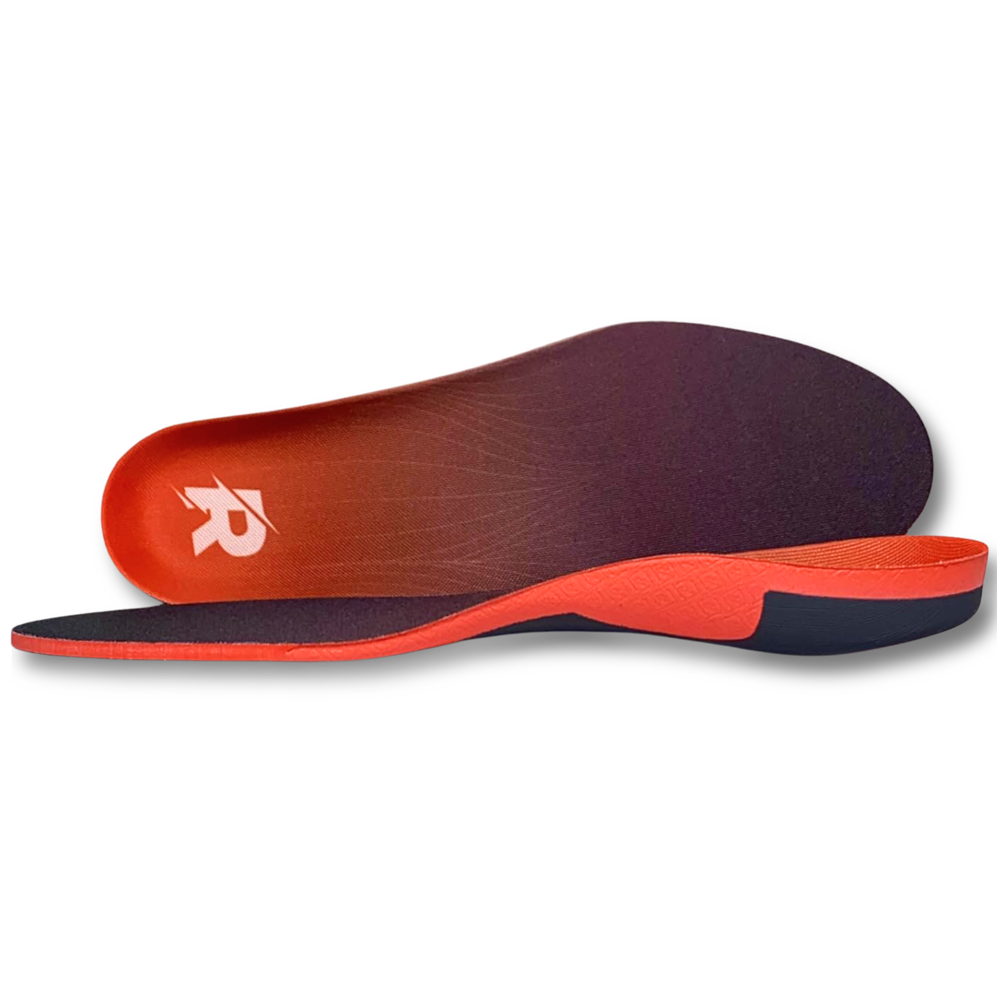 Red and black shoe insole with Run 619 logo on a white background
