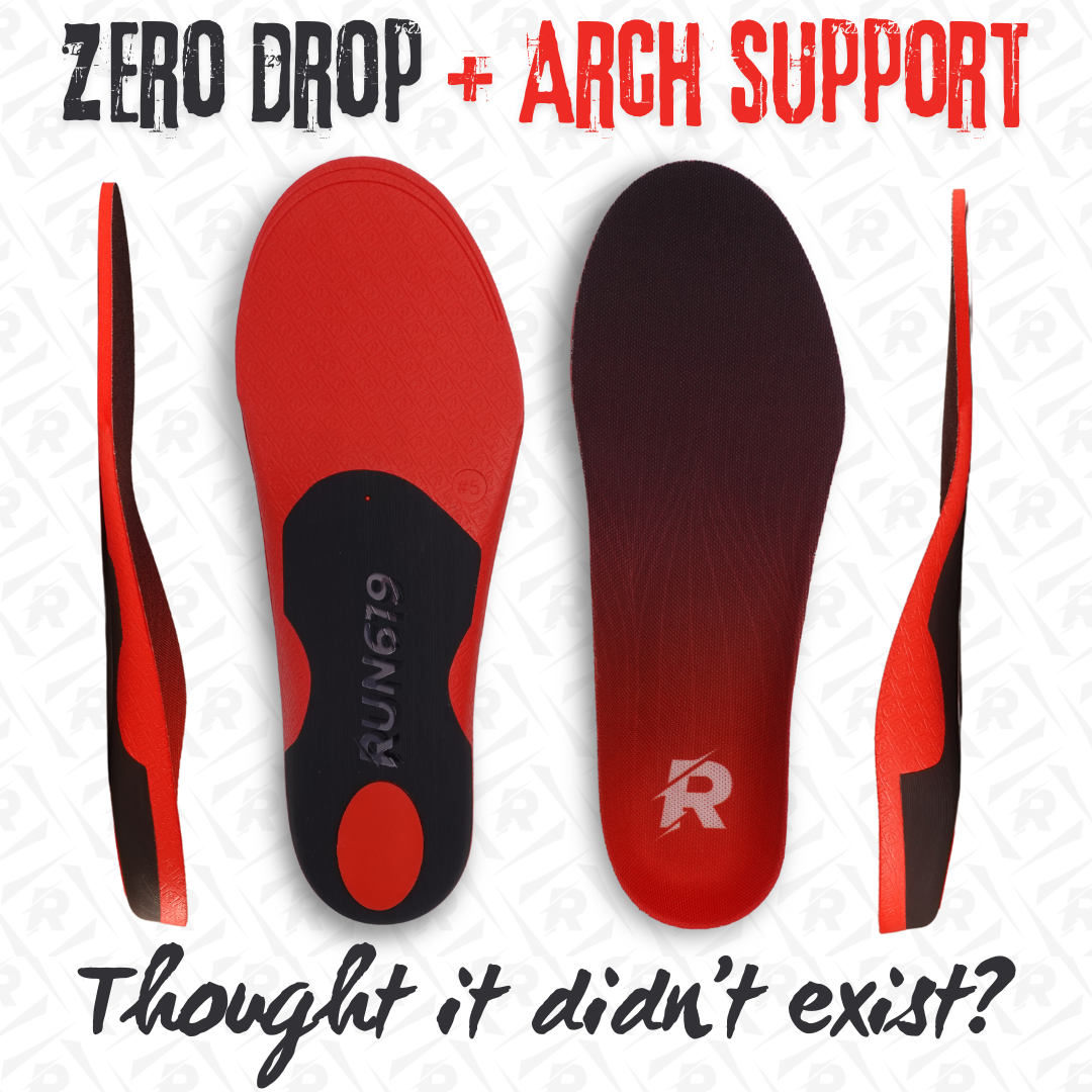 Run 619 MFM Performance Insoles featuring zero drop insoles with arch support for ultimate comfort and performance.