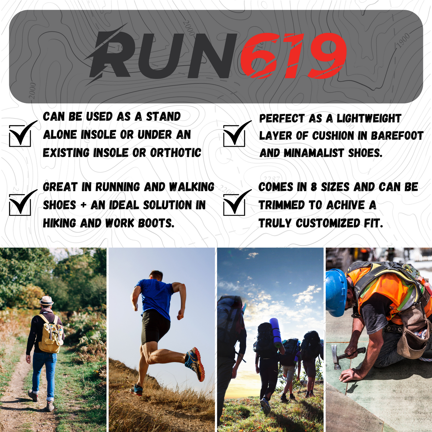 Run 619 Black Wide 6mm Suggested Use Infographic